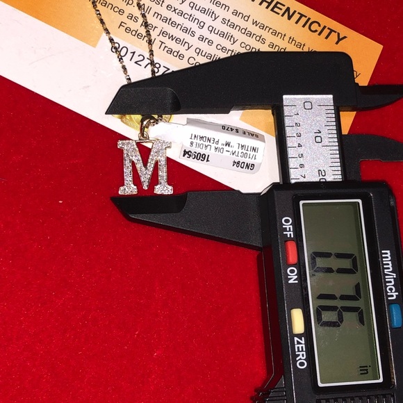 10k solid gold real diamond M initial pendant FREE appraisal best Christmas gift - Picture 4 of 8